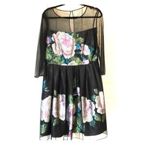 Vintage style black floral dress sz 12